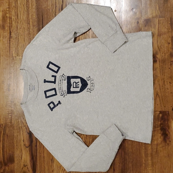 Polo Ralph Lauren Other - Boys Polo Ralph Lauren gray distressed logo print shirt size L(14/16)